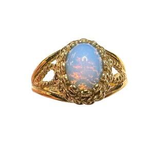 Joseph Esposito Vintage Opal 12 Kt Gold Electroplate Ring Size 6